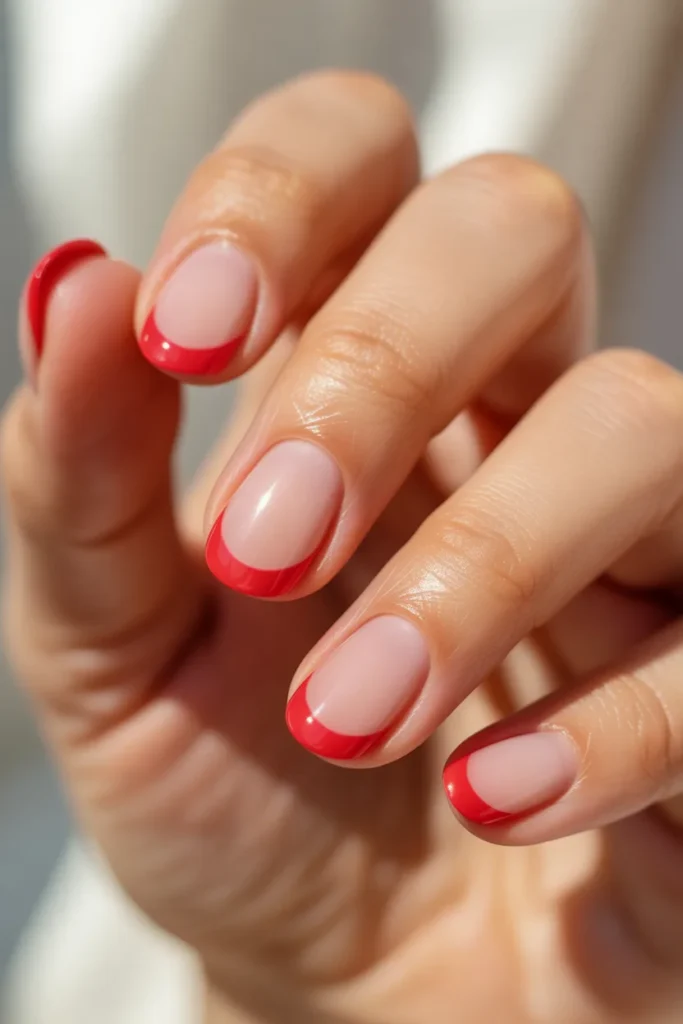 10. Simple Clean Red French Tips for Everyday Wear