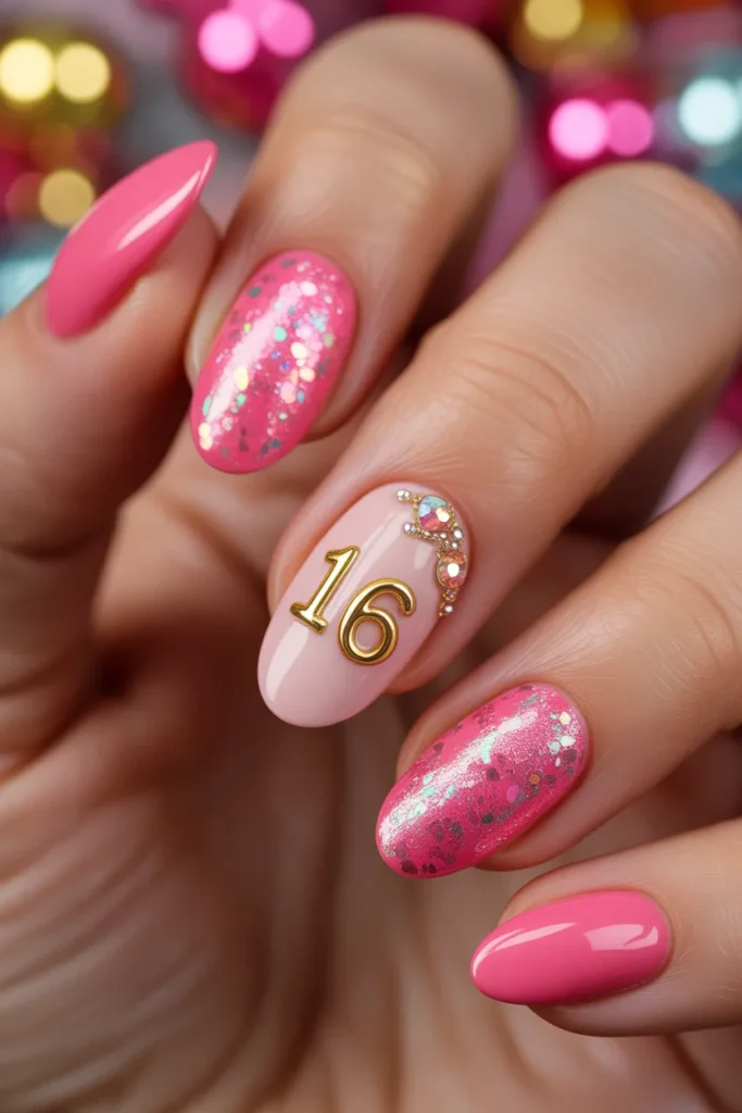 Glitter Nails 11 10. Sweet 16 Birthday Glitter Nails