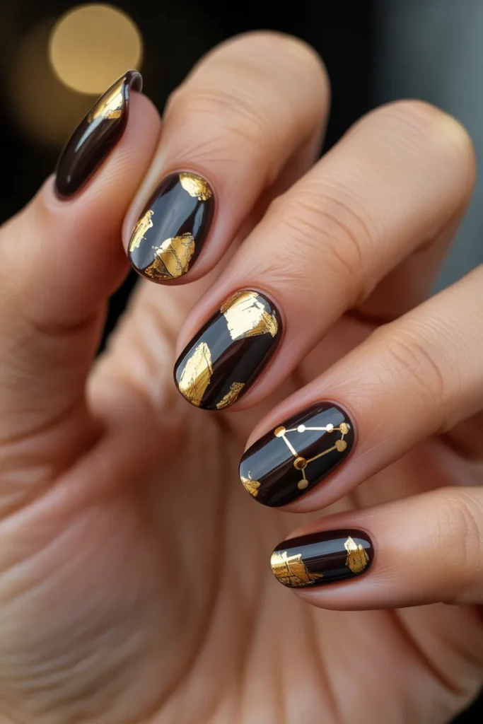 11 Gemini Birthday Nails — Gold Foil Celestial · Intermediate