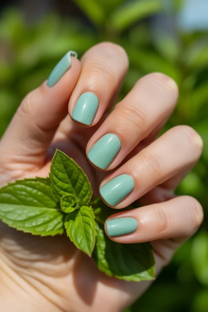 11 Green Short Square Nails — Mint Fresh