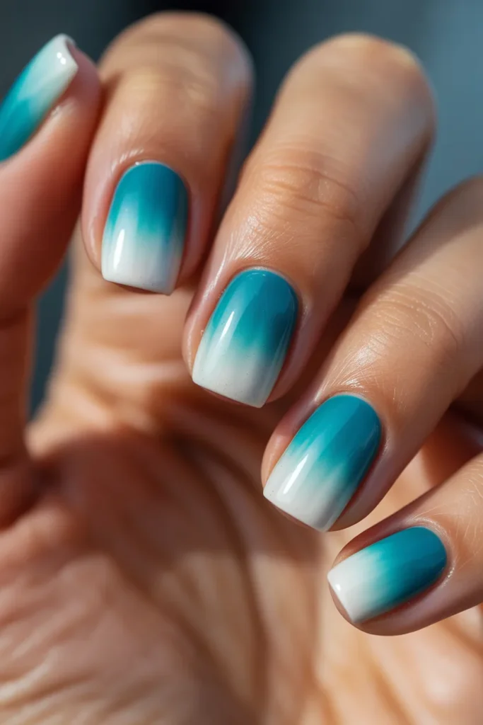 11 Summer Ombre Nail Designs — Teal to White
