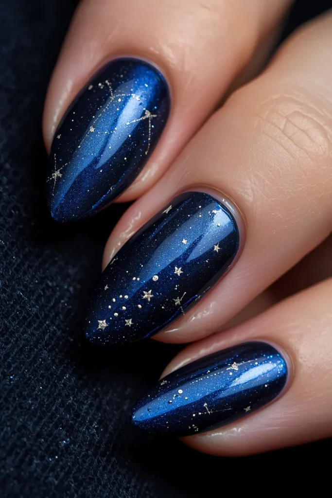 Blue Cat Eye Nails 12 11. Blue Cat Eye Nails With Design — Magnetic Base Plus Nail Art Accents