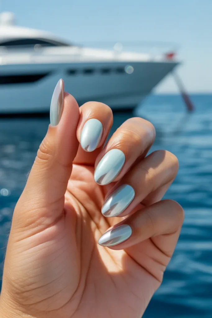 11. Glazed Donut Meets Ocean — Vacation Nails Ombre