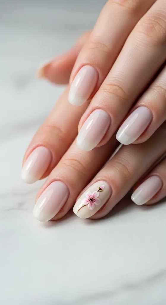 11. Minimalist Acrylic Nails With a Single Flower Accent That Feel Thoughtful and Refined