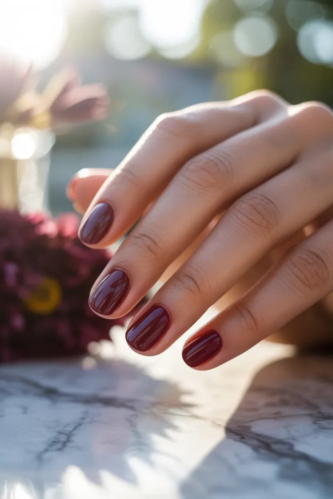 Short Acrylic Nails 12 11. Olive Skin Deep Berry