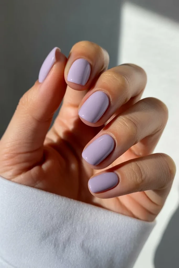 11. Short Summer Gel Nails — Lavender Simple Clean