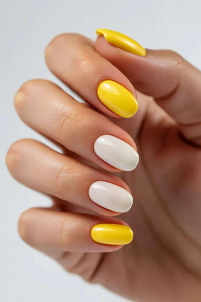 12 Lemon and White Nails — Clean Summer · Beginner