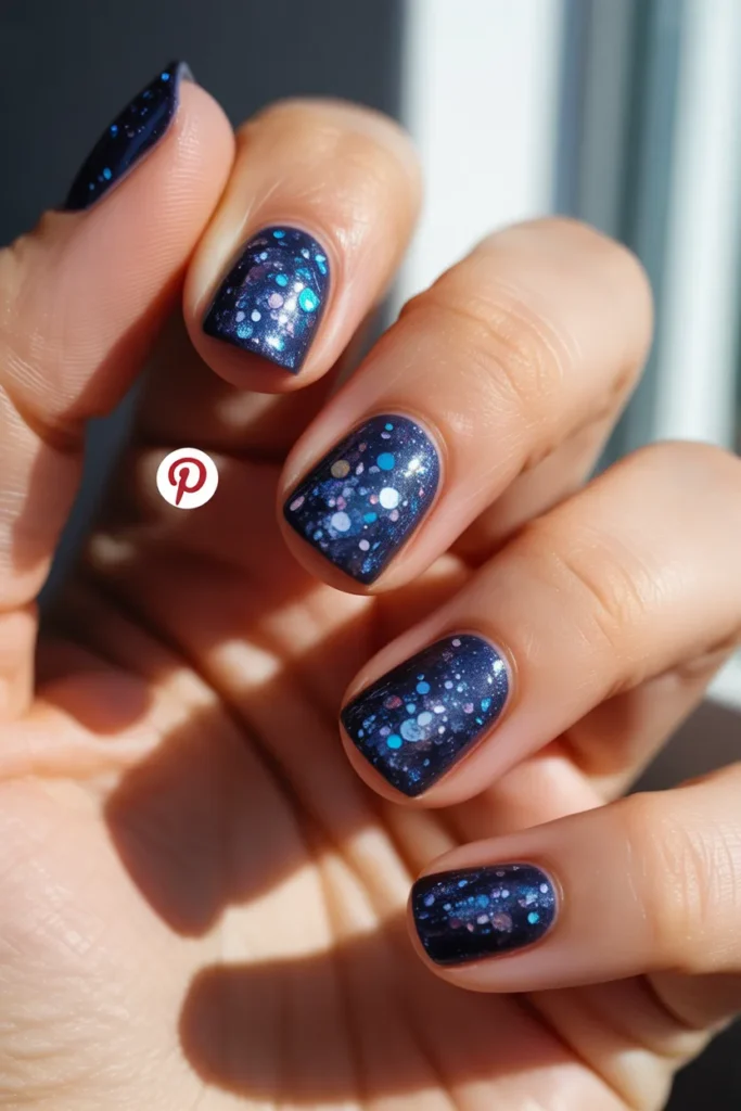 12 — Galaxy Glitter Nails — Short and Wearable