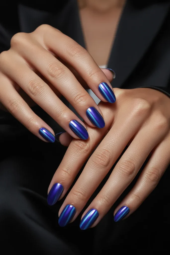 12. Blue Cat Eye Nails