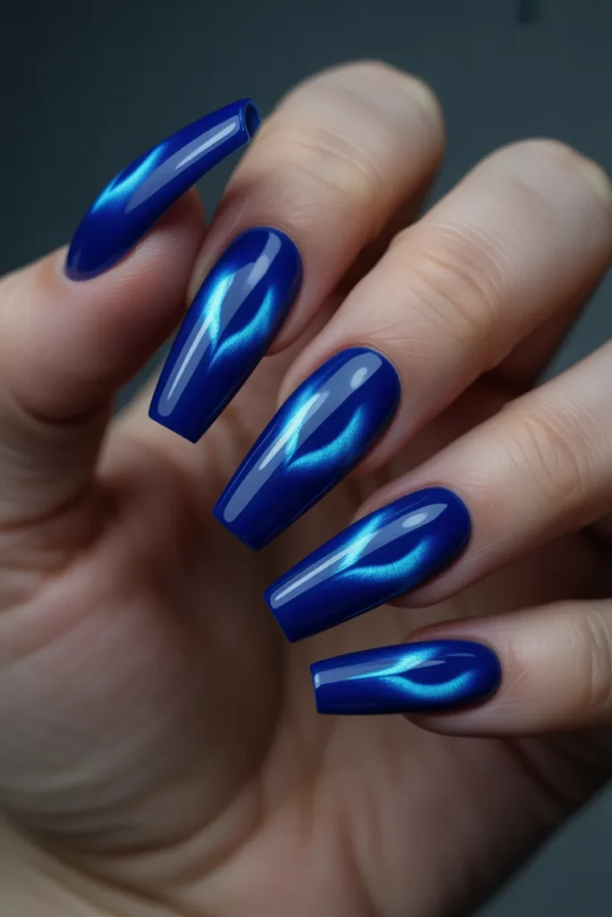 Blue Cat Eye Nails 13 12. Blue Cat Eye Nails Coffin — Long Dramatic and Unforgettable