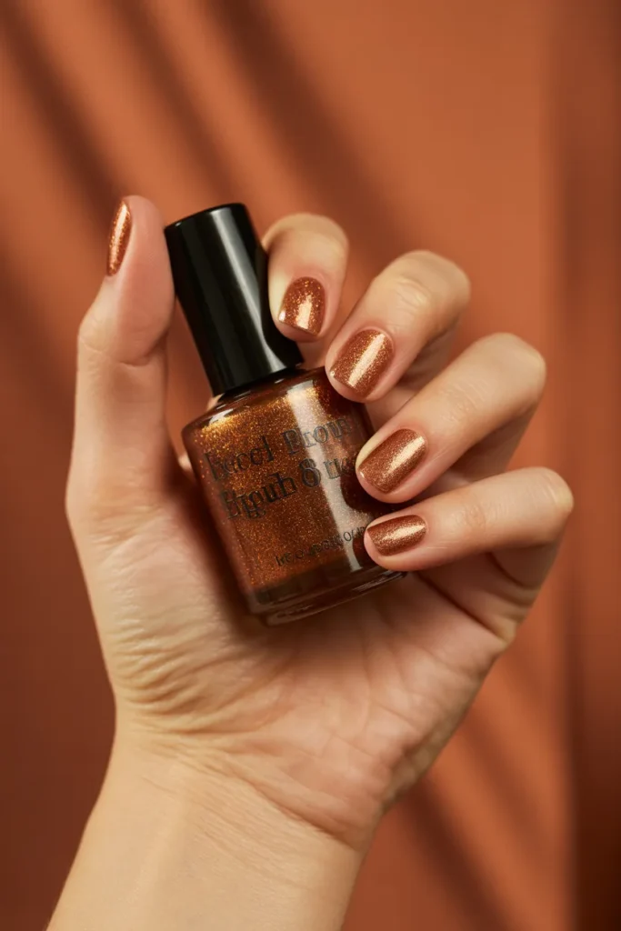 12. Copper and Bronze Glitter Nail Polish