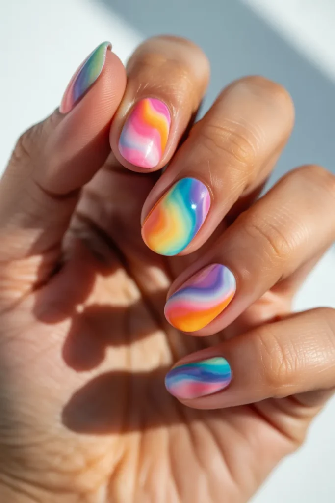 12. Tie Dye Coachella Nails That Capture the Spirit of the Festival