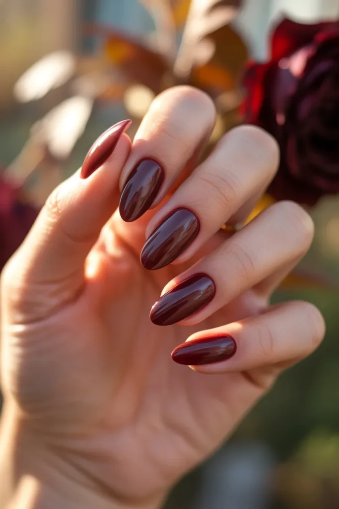12.Maroon Burgundy Gel X Nails