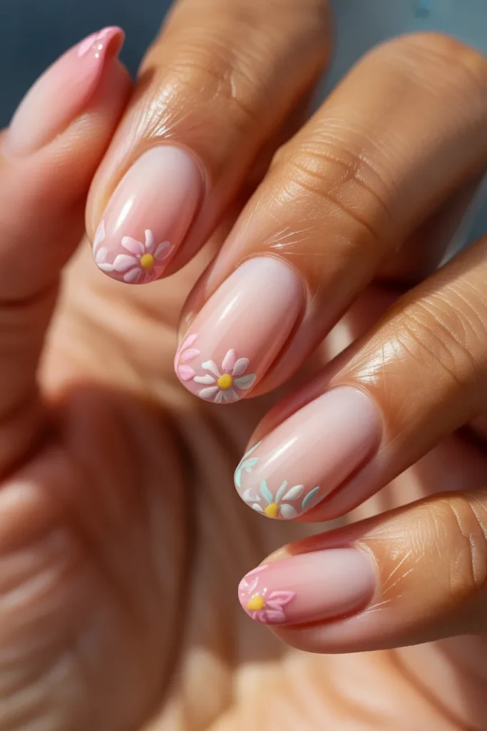13 Summer Ombre Nails with Design — Floral Tips