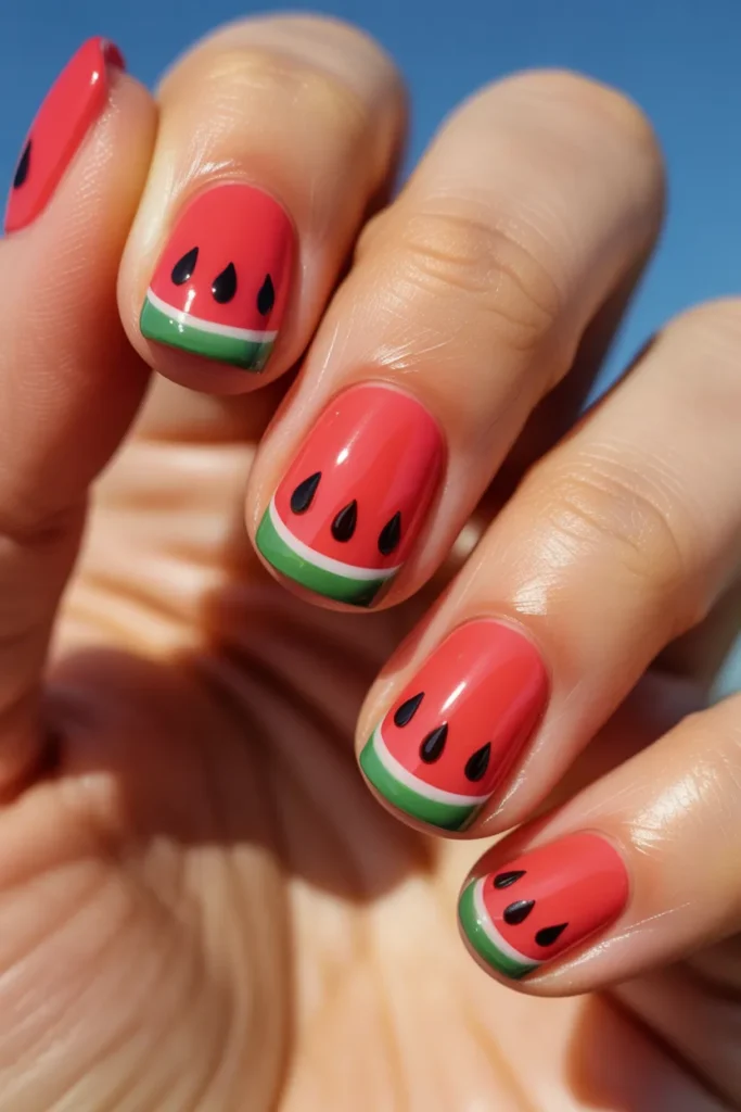 13 Watermelon Nails Easy — Dotting Tool Only · Beginner