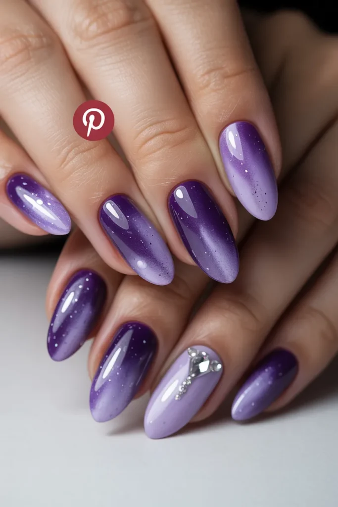 13 — Purple Galaxy Nail Designs — Ombre Effect