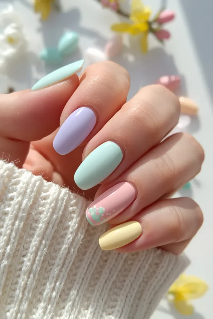 13. Easter Inspired Pastel Acrylic Nails That Feel Playful Chic and Festively Spring