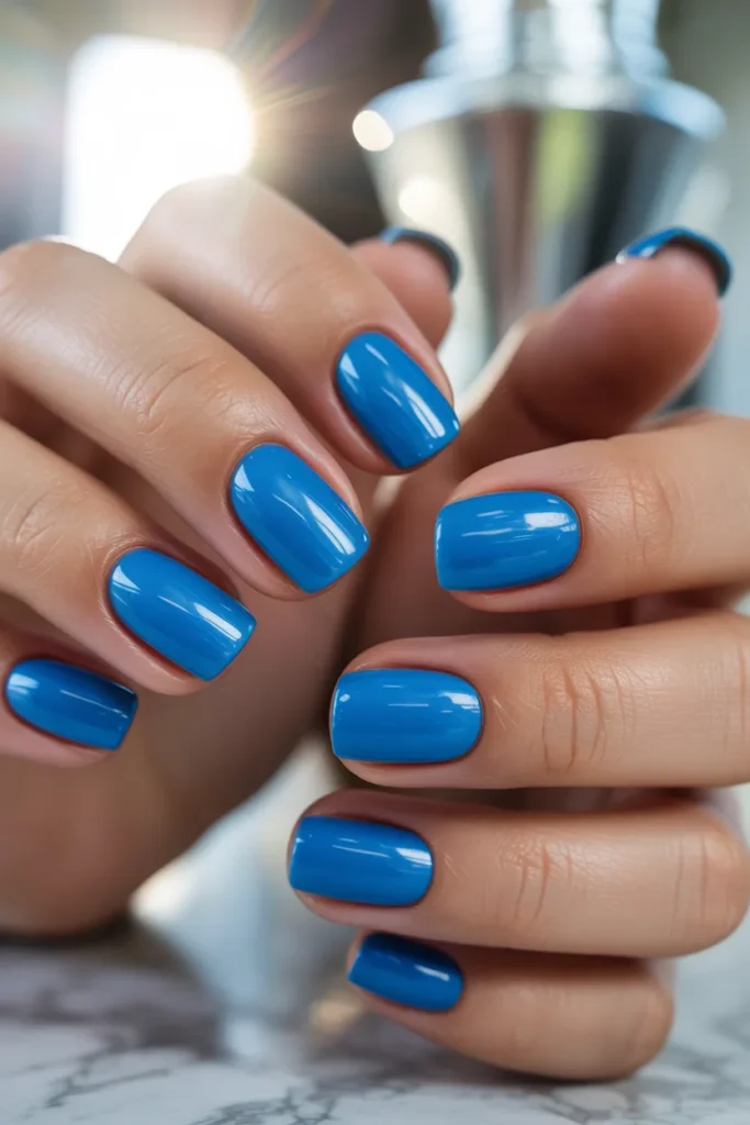 Short Acrylic Nails 14 13. Electric Blue Short Acrylics