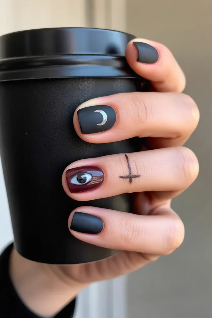 13. Goth Black and Purple Nails Ideas for Everyday Wear