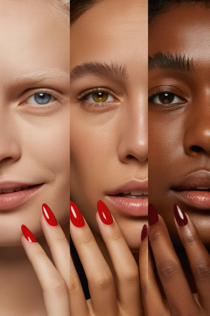 13. Red Cat Eye Nails by Skin Tone