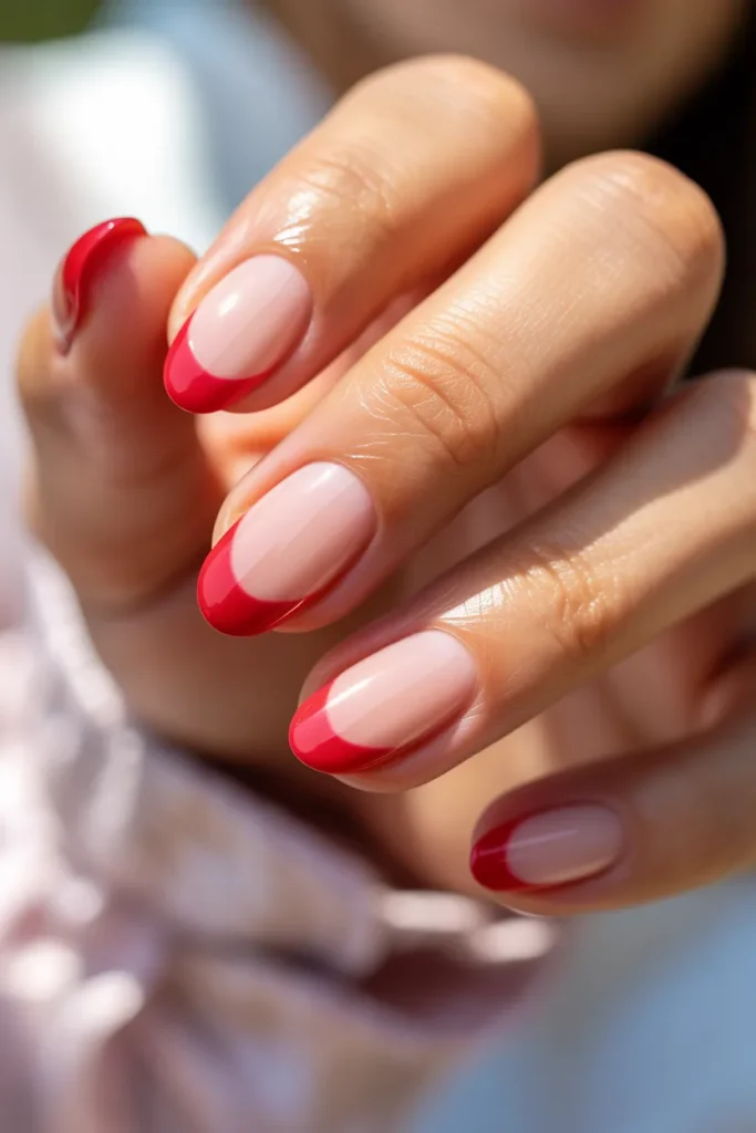13. Red Ombre French Tip Nails