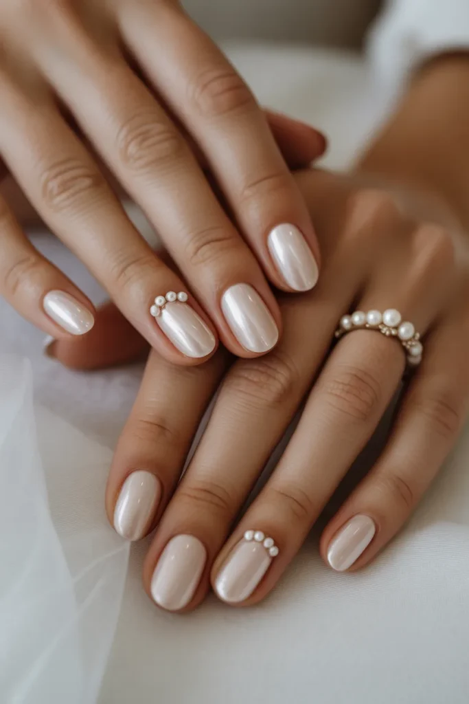 13. Wedding Neutral Oval Nails — Bridal Perfection