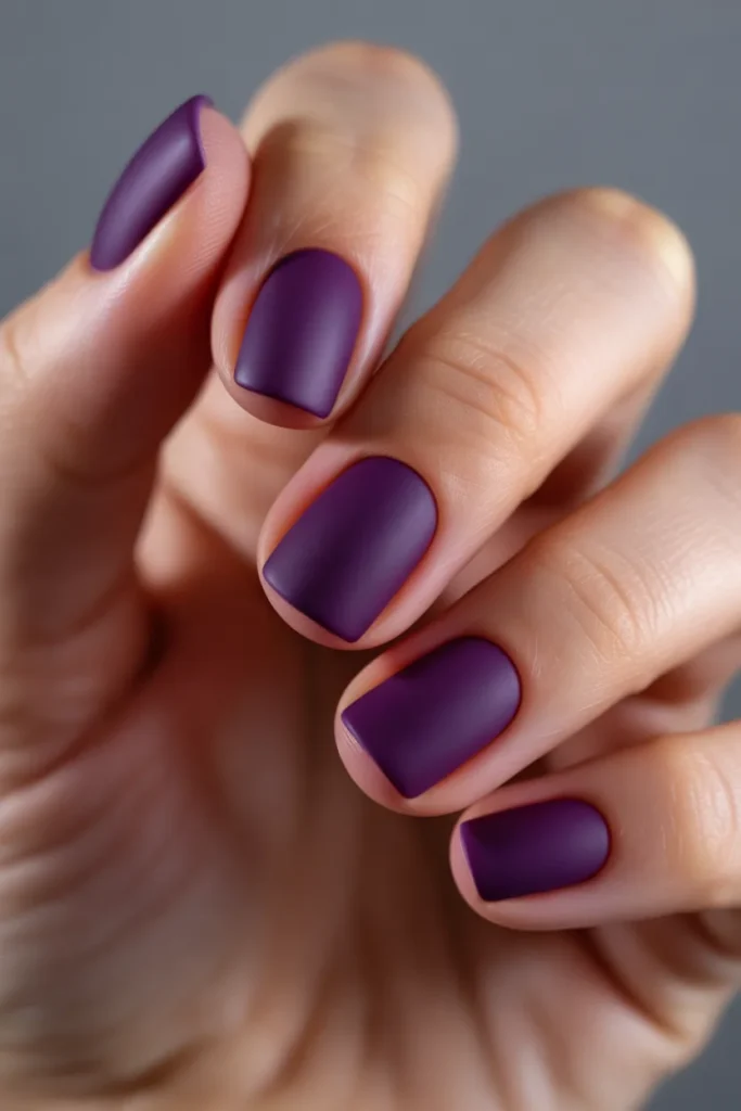 14 Deep Purple Matte Nails — Square