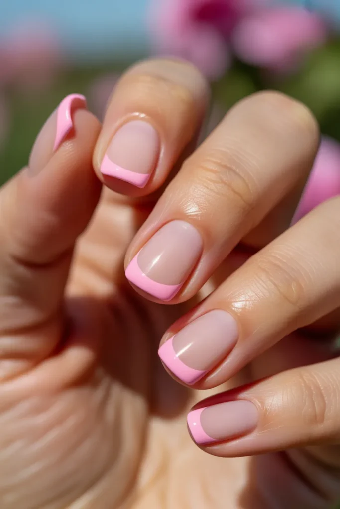 14 Pink French Tip Short Square — Cute Summer