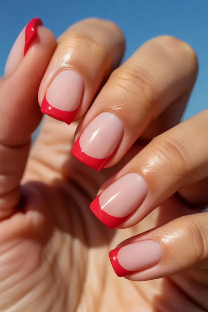 14 Simple Red French Tip 4th of July Nails · Beginner