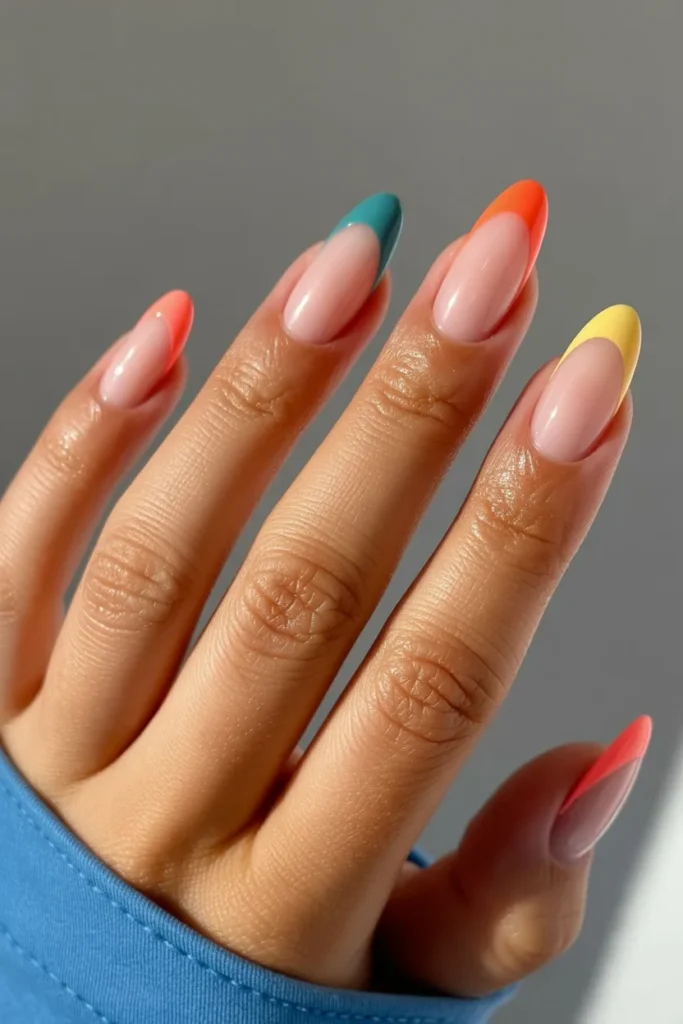 14 Summer Acrylic Nails French — Coloured Tips · Intermediate