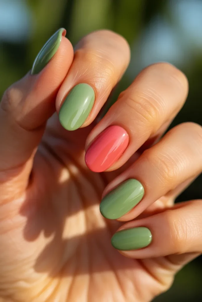 14 Watermelon Nails Color — Green and Pink Tonal · Beginner