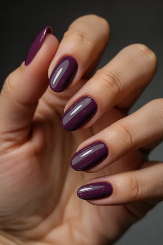 14. Deep Plum Oval Nails — Autumn Winter Statement