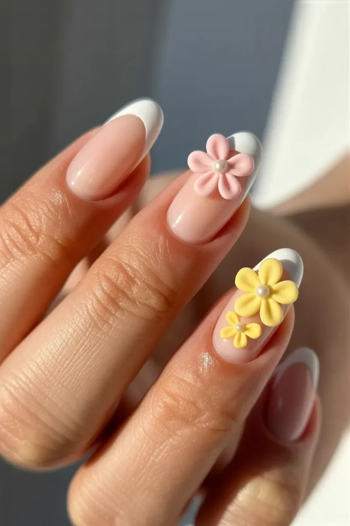 14. Gel Nail Designs for Summer — 3D Flower Nails