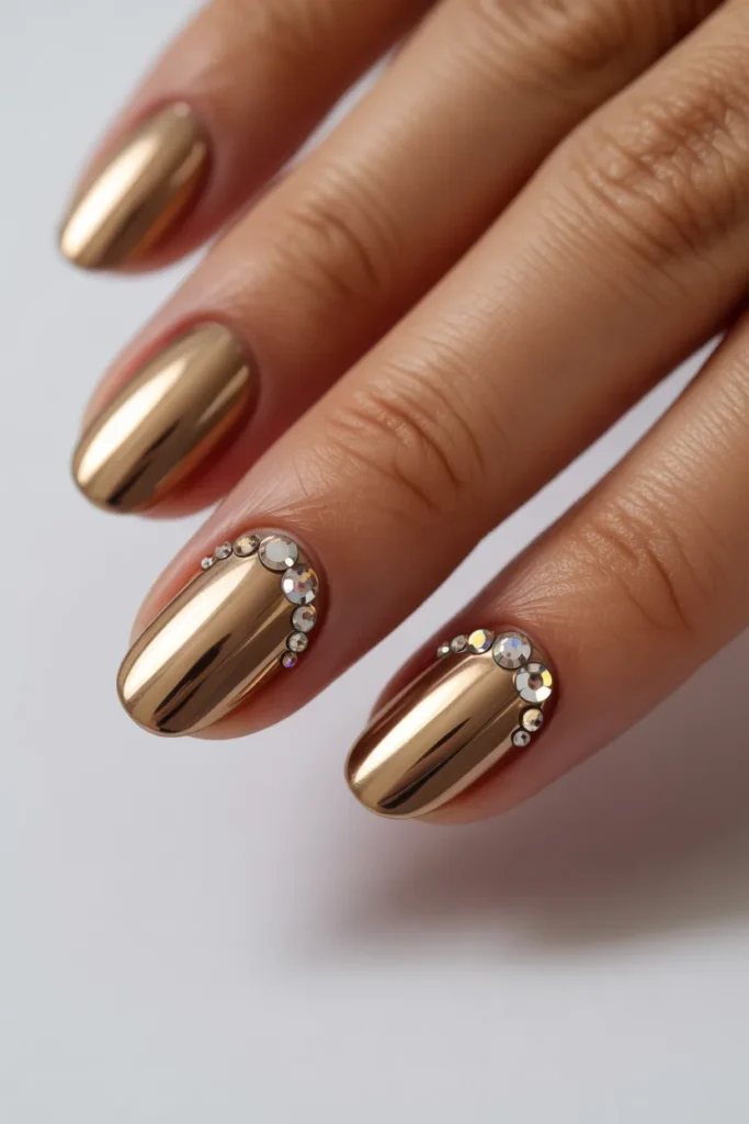14. Gold Chrome with Rhinestone Accents