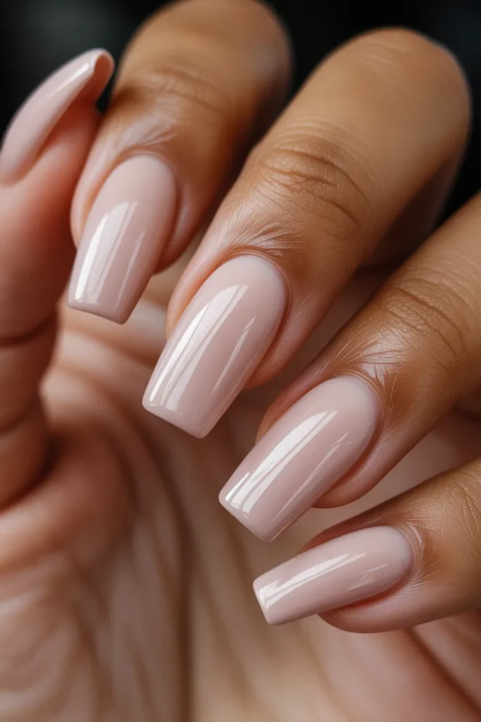 14. Nude Coffin Nails — Long and Polished