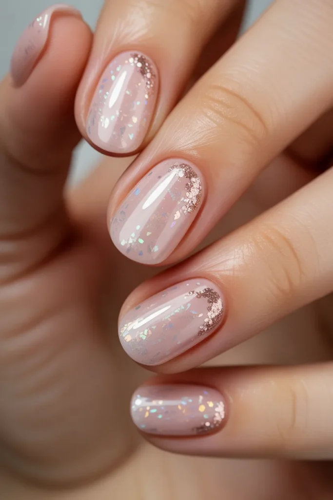14. Pastel Pink Glitter Nails — Sparkle That Still Feels Soft