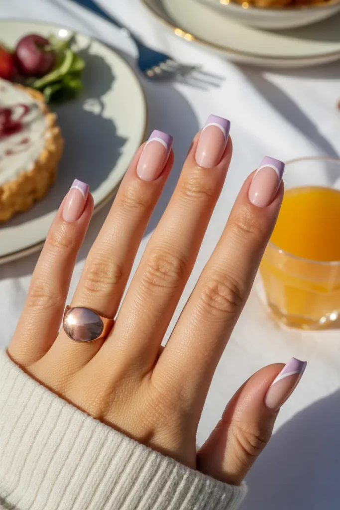 14. Pastel Square French Tips — Office to Brunch Ready