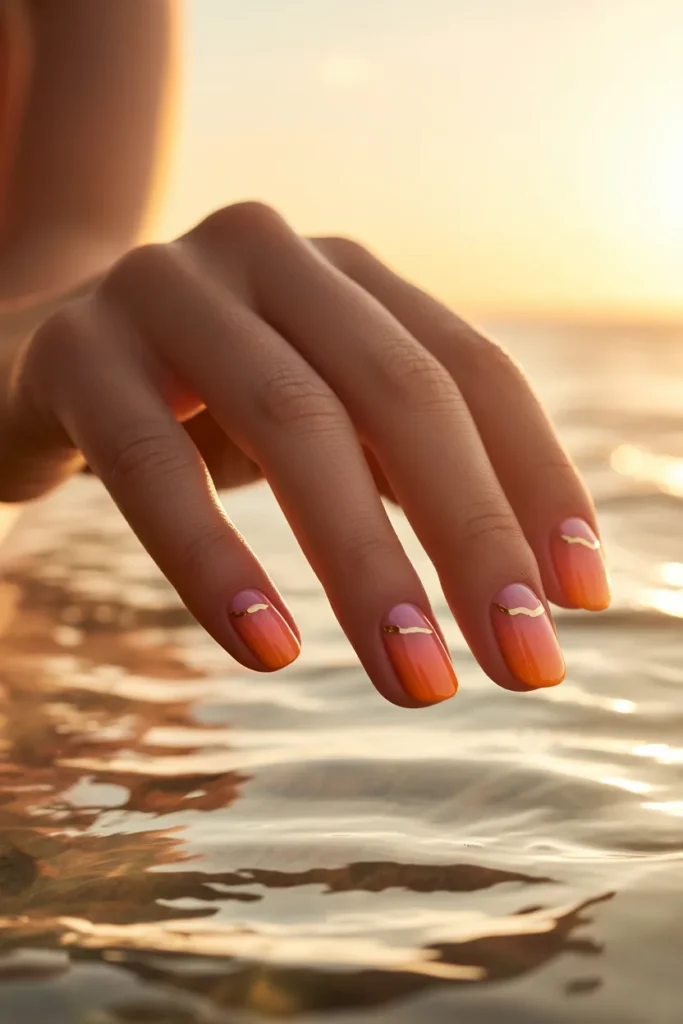 14. Pink and Orange Sunset with Gold Line Accents