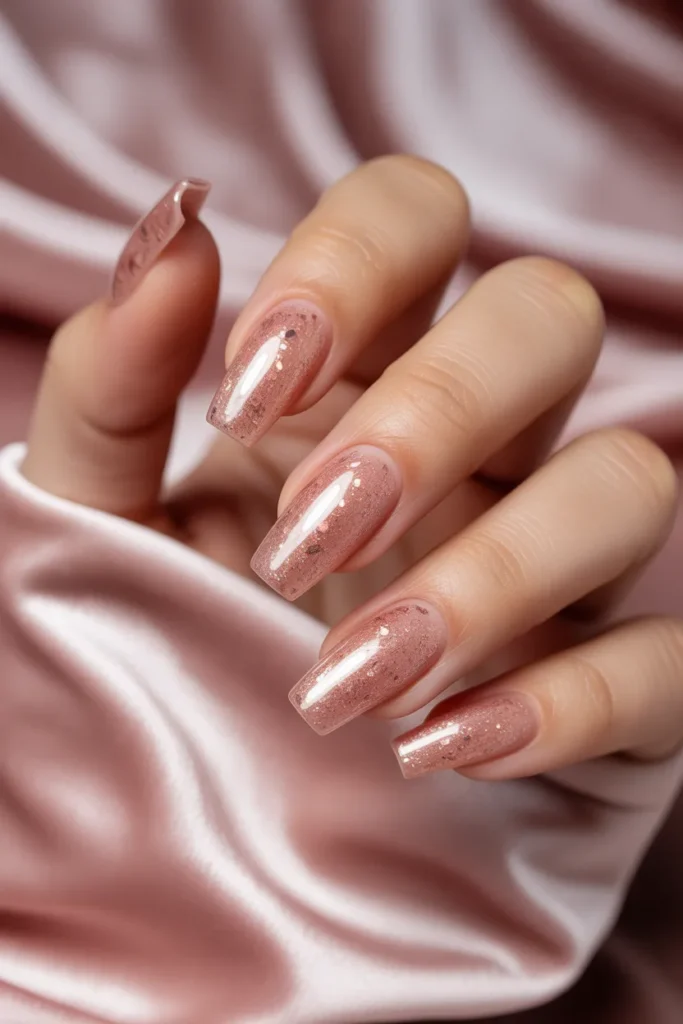 Glitter Nails 15 14. Rose Gold Glitter Nails
