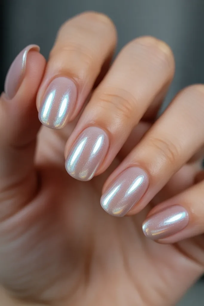 14. Short Acrylic Nails in Glazed Donut Finish