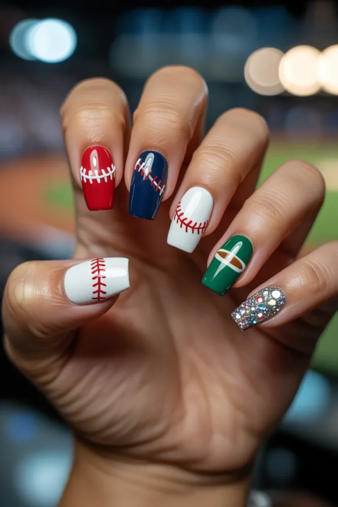 Baseball Nails 16 15 Full Baseball Season Nail Set — The Complete Look