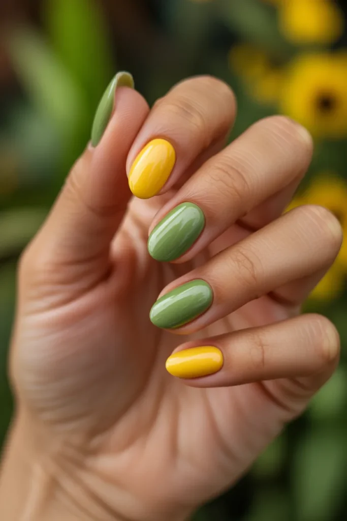 15 Lemon Nails — Green and Yellow Tonal · Beginner