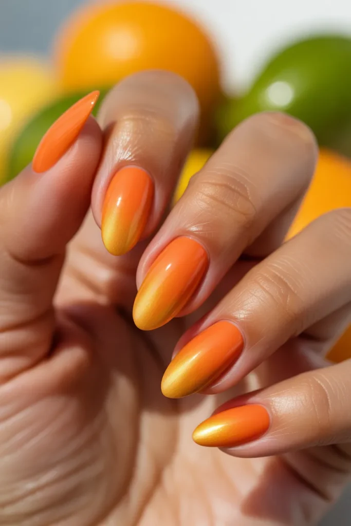 15 Orange Summer Nails — Ombre Citrus · Intermediate