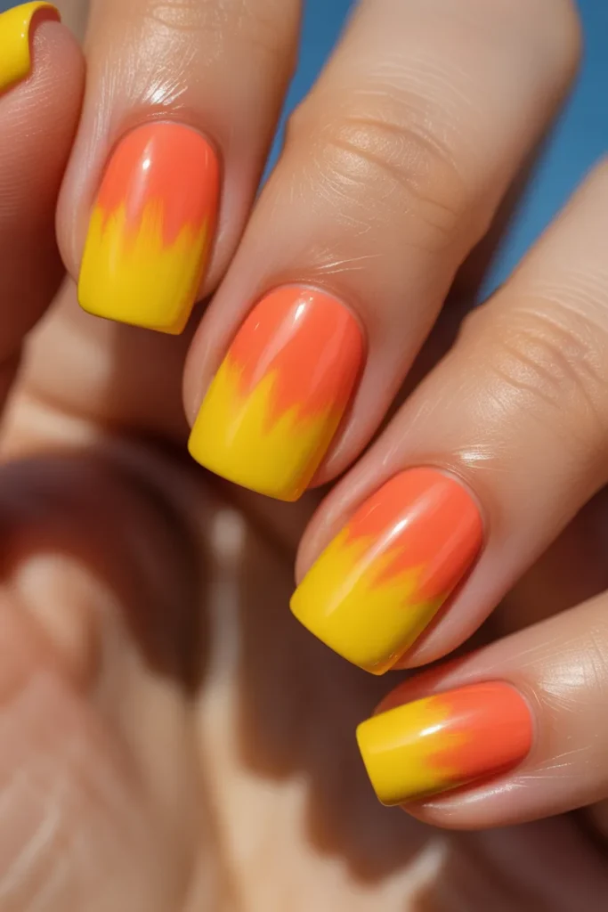 15 Summer Ombre Nails Square — Bold Block Colour