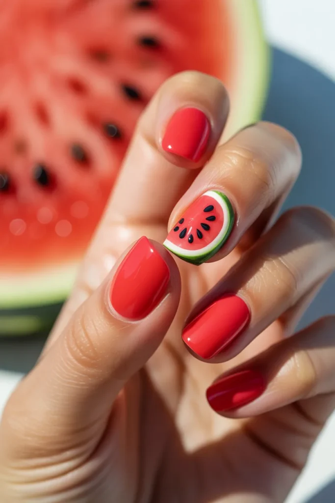 15 Watermelon Short Square Nails — Fun Summer Art