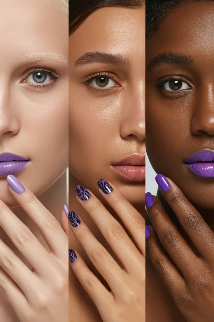 15. Black and Purple Nails by Skin Tone — Finding Your Perfect Shade