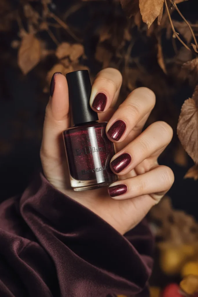 15. Burgundy and Wine Glitter Nail Polish