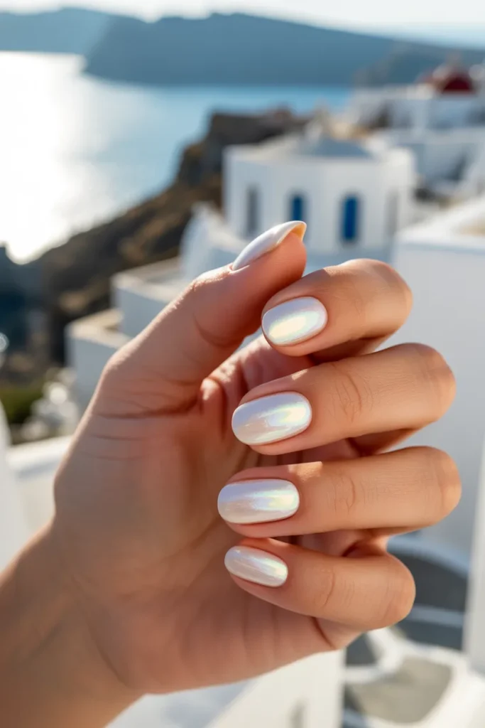 15. Pearlescent White — Beach Vacation Manicure Elegance