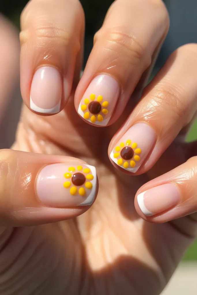 15. Sunflower Nail Ideas for Beginners — Dotting Tool Method