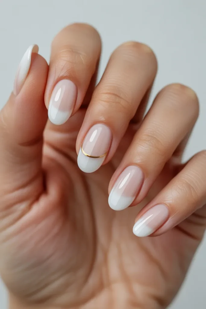 16 Milky White Nails — Minimalist with Single Line